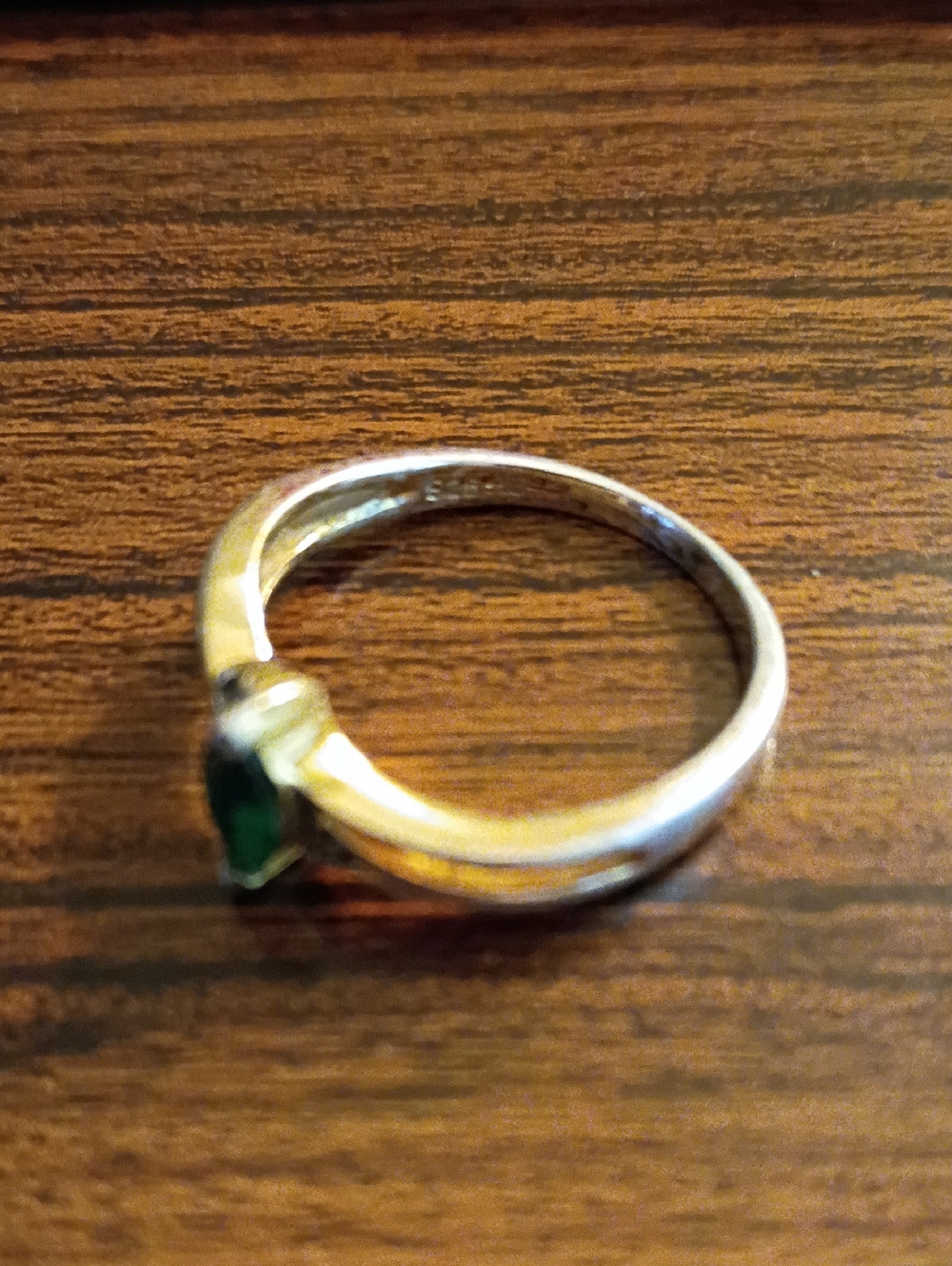 Gold Ring with Marquise Green Gemstone - Women's Fashion Jewelry - Picture 3 of 4